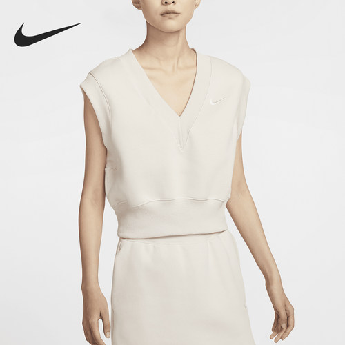 Nike/耐克正品当季新款女士加绒宽松V领无袖T恤FV6317-104