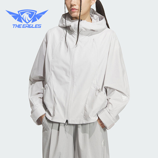 款 2025夏季 女士连帽宽松梭织运动外套KC2711 阿迪达斯正品 Adidas