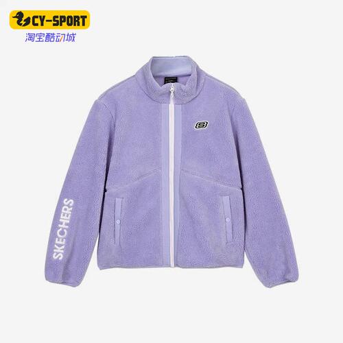 Skechers/斯凯奇正品春季女子仿羊羔绒运动休闲立领外套L421W108