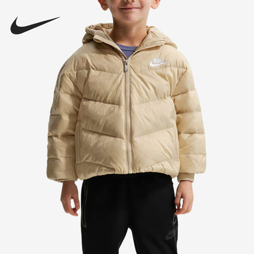 Nike/耐克正品新款儿童米白卡其色保暖连帽羽绒服IQ9935-101
