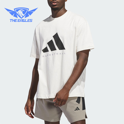 Adidas/阿迪达斯正品2025夏季款男女休闲宽松篮球运动短袖JX5574