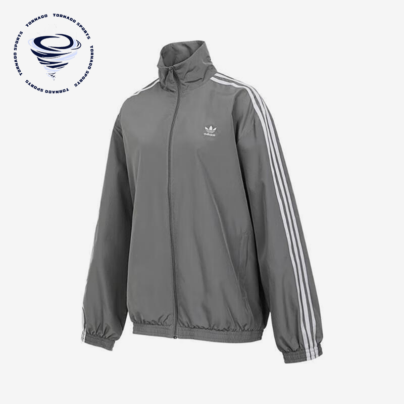 Adidas/阿迪达斯正品三叶草女士经典三条纹梭织翻领外套JD3394