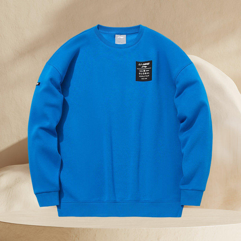 李宁卫衣男女情侣款休闲新款套头长袖圆领宽松秋季运动服AWDQ708