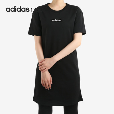Adidas/阿迪达斯正品NEO 女子圆领休闲运动短袖连衣裙 EI4705