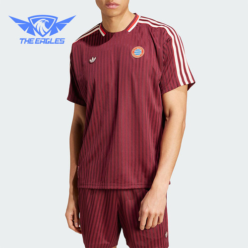 Adidas/阿迪达斯正品三叶草男士足球运动三条纹短袖JF0595