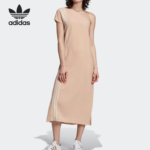 Adidas/阿迪达斯正品三叶草女子阔口斜肩运动连衣裙 EC0934