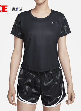 Nike/耐克正品2025秋季款女士圆领跑步训练印花短袖FB4682-010