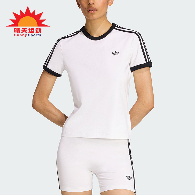 Adidas/阿迪达斯正品三叶草女士圆领经典套头透气修身短袖KD3683图片
