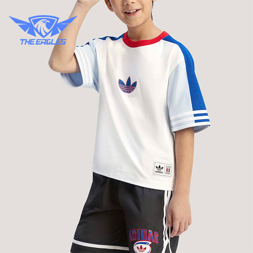 Adidas/阿迪达斯正品三叶草儿童宽松经典时尚亲肤休闲短袖KW2273