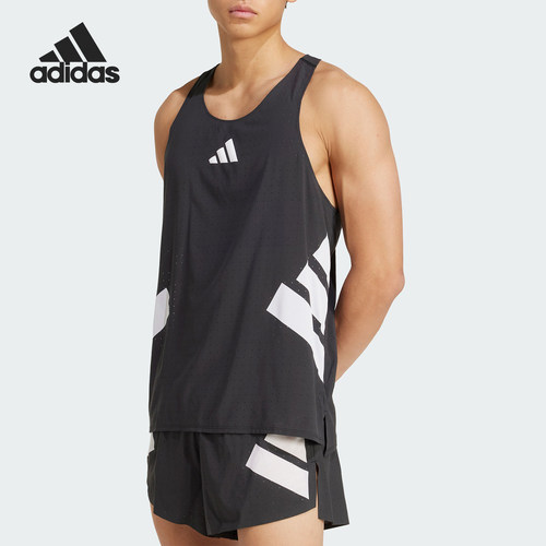 Adidas/阿迪达斯正品夏季男士修身圆领跑步侧开叉背心T恤JM7806