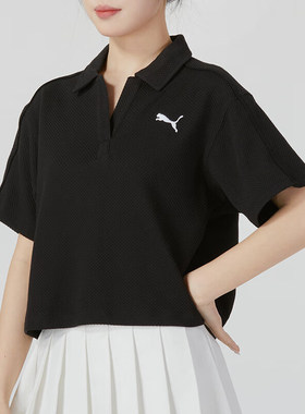 Puma/彪马正品新款女士针织透气运动休闲短袖POLO衫682156-01