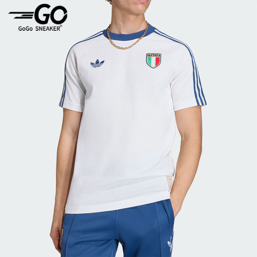 Adidas/阿迪达斯正品ITALY T-SHIRT男士复古足球短袖T恤KC6611