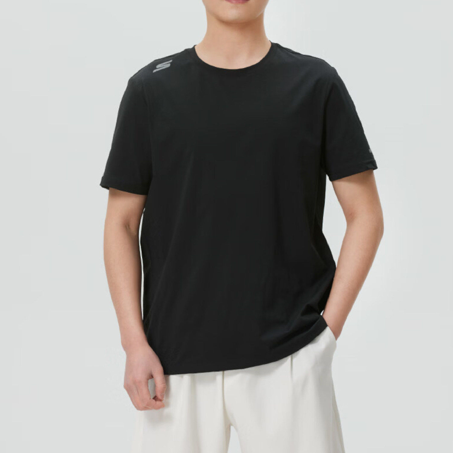 Skechers斯凯奇正品男女透气短袖圆领针织运动T恤P226U034-03K8