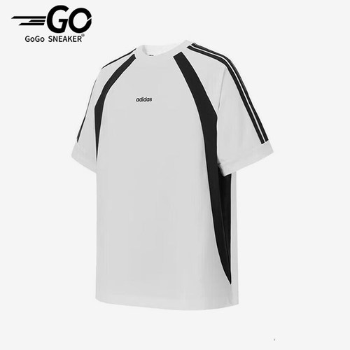Adidas/阿迪达斯正品2025夏季款男士经典拼接宽松透气短袖KB8558