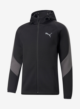 Puma/彪马正品春秋新款男子运动拉链连帽针织外套672386-01