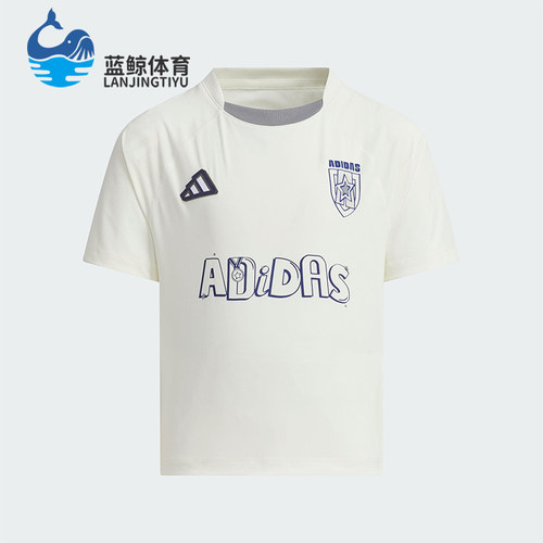 Adidas/阿迪达斯正品2025夏季款小童运动经典印花圆领T恤JM3440