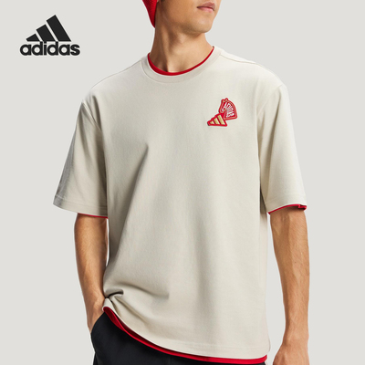 Adidas/阿迪达斯正品2025男女运动圆领套头耐穿休闲短袖KQ5100