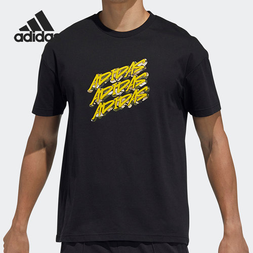 Adidas/阿迪达斯正品男士涂鸦印花Logo运动宽松短袖T恤GP0840