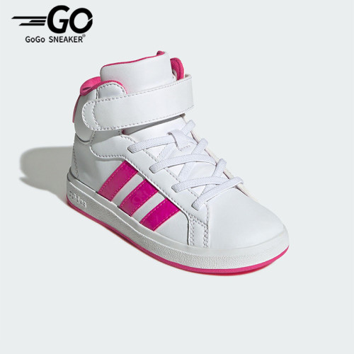 Adidas/阿迪达斯正品GRAND COURT儿童运动高帮魔术贴板鞋JR0806
