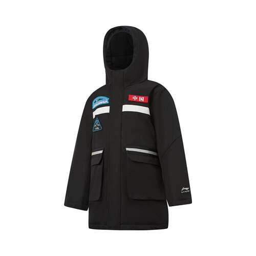 李宁正品2025新款男大童舒适百搭宽松休闲保暖连帽羽绒服YYMV195