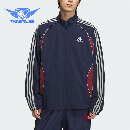 Adidas/阿迪达斯正品TEAMGEIST TT男士复古三条纹立领外套KE5847