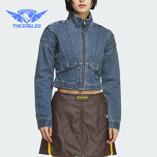 Adidas/阿迪达斯正品三叶草女士运动梭织牛仔宽松休闲外套KH1183