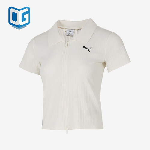 Puma/彪马正品2025女士刺绣针织翻领拉链休闲耐穿POLO衫634779-87