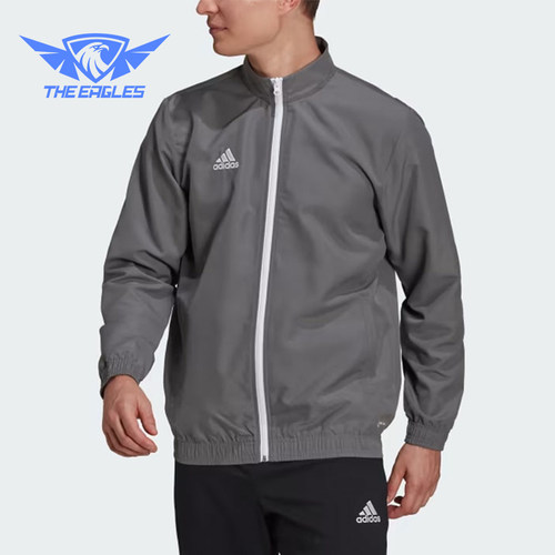 Adidas/阿迪达斯正品男灰色拉链拼接细节经典休闲夹克外套H57535