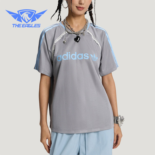 Adidas/阿迪达斯正品三叶草女士宽松运动针织短袖T恤LF2324