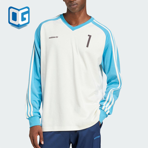 Adidas/阿迪达斯正品三叶草男士V领户外经典宽松运动长袖JC8374