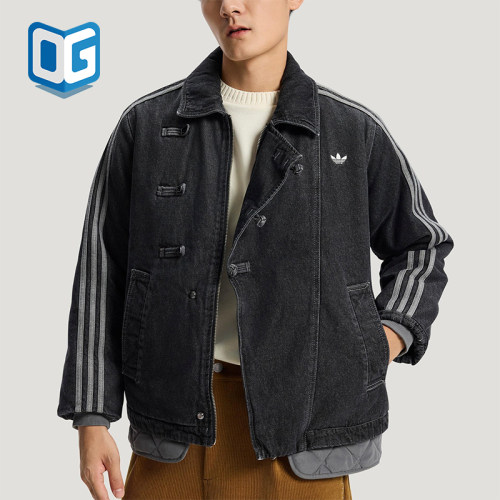 Adidas/阿迪达斯正品三叶草男女休闲翻领新中式保暖棉服KR5066