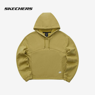 Skechers/斯凯奇当季新款女子加绒短款连帽套头衫卫衣