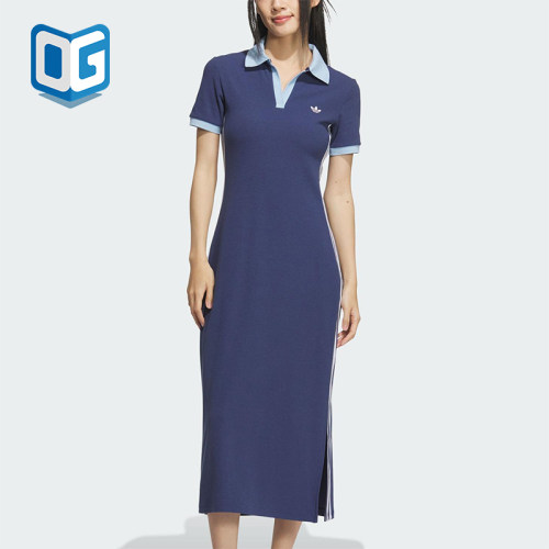 Adidas/阿迪达斯正品三叶草女士修身长款透气时尚连衣裙KF0317