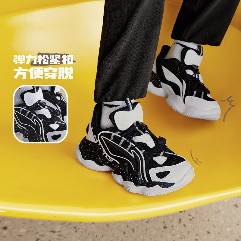 李宁正品20冬款童鞋男童运动l鞋女童老爹鞋防滑皮面跑步鞋YKCQ198