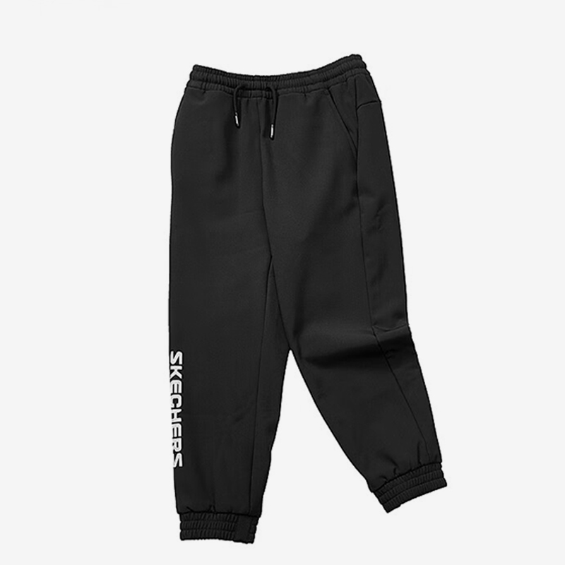 Skechers/斯凯奇正品冬季新款儿童加绒保暖梭织束脚运动长裤