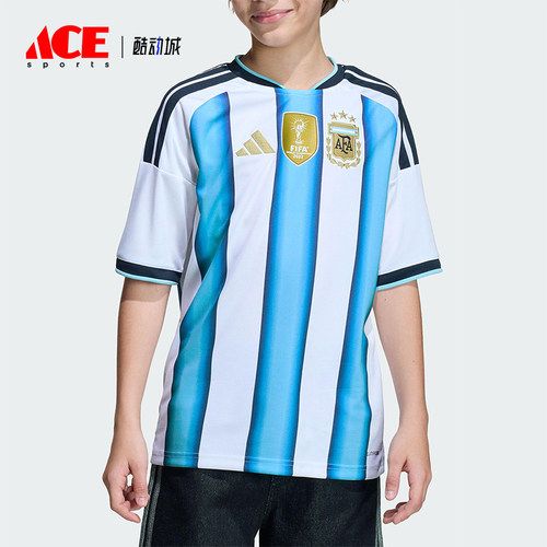 Adidas/阿迪达斯正品阿根廷队大童三条纹足球运动透气短袖KA8119