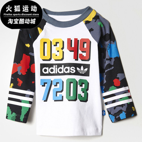 Adidas/阿迪达斯正品三叶草印花长袖T恤经典新款长袖T恤AY8559