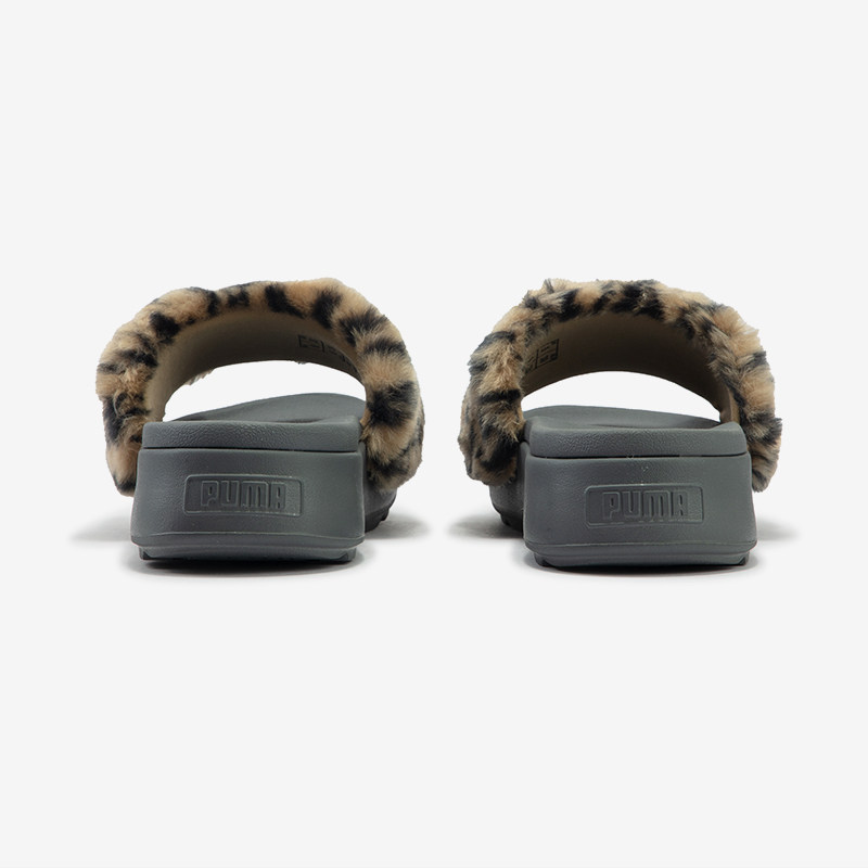 Puma/彪马官方正品Karmen Slide NEKO SAN女士厚底豹纹毛毛拖鞋