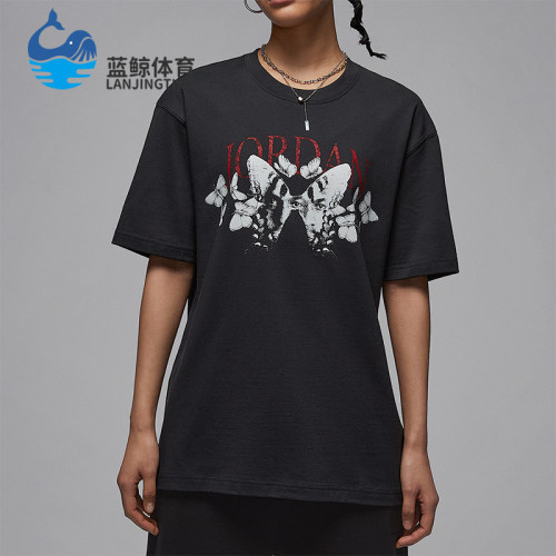 Nike/耐克正品JORDAN女士印花宽松透气经典圆领短袖T恤IB7032-045