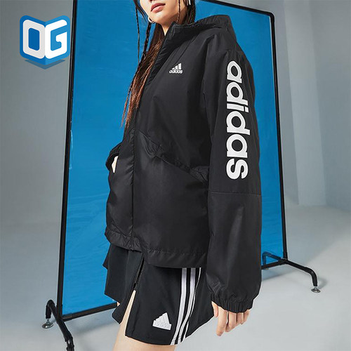 Adidas/阿迪达斯正品W LIN WB女士宽松经典连帽图案外套H07842