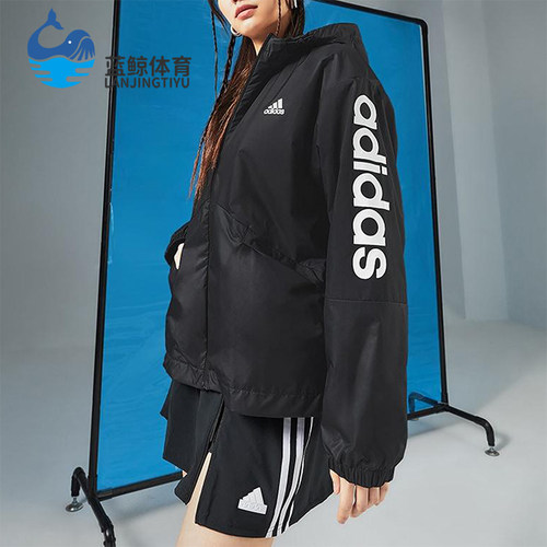 Adidas/阿迪达斯正品W LIN WB女士宽松经典连帽图案外套H07842