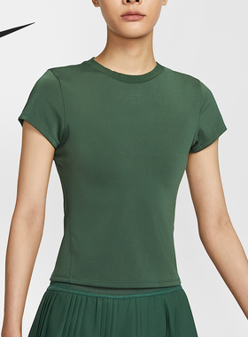 Nike/耐克官方正品Dri-FIT女士修身针织网球运动短袖HQ2995-323