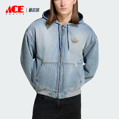 Adidas/阿迪达斯正品三叶草男士休闲保暖牛仔宽松运动棉服KE0131