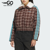 三叶草女士休闲翻领耐穿保暖短款 Adidas 阿迪达斯正品 棉服KA9732