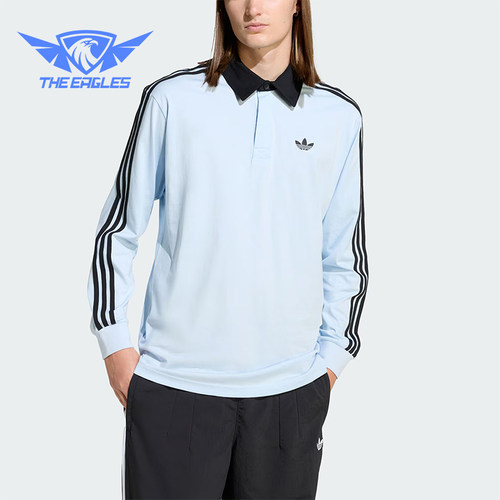 Adidas/阿迪达斯正品三叶草男士运动训练宽松长袖POLO衫KE2445