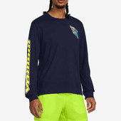 安德玛正品 透气长袖 新款 男士 复古潮流宽松时尚 T恤1384195 410