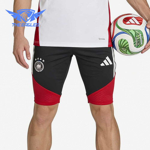 Adidas/阿迪达斯正品纯色松紧中腰直筒裤男经典黑红色短裤KB4481