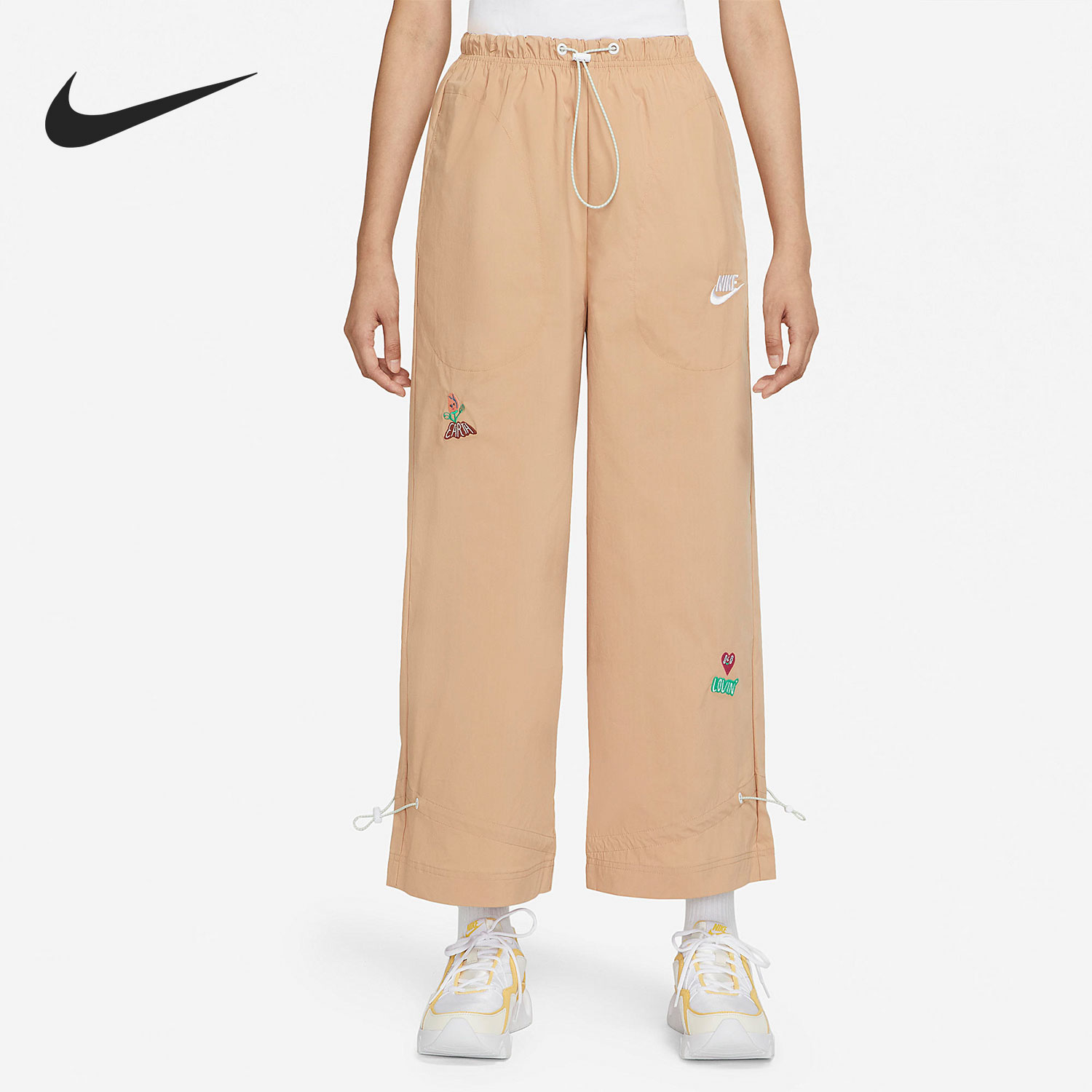 Nike/耐克官方正品女子运动休闲直筒宽松抽带阔腿长裤 DM7910-200