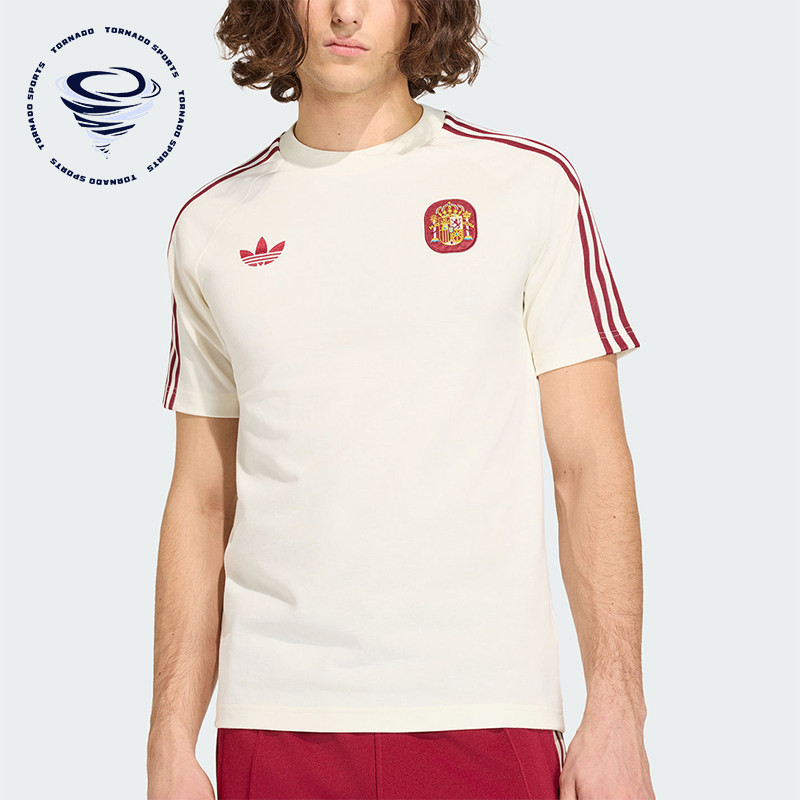 Adidas/阿迪达斯正品三叶草男士条纹修身针织圆领运动T恤JZ2256图片