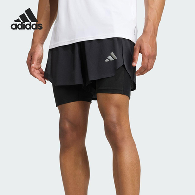Adidas/阿迪达斯正品SHORTS男士二合一跑步运动短裤KE2286